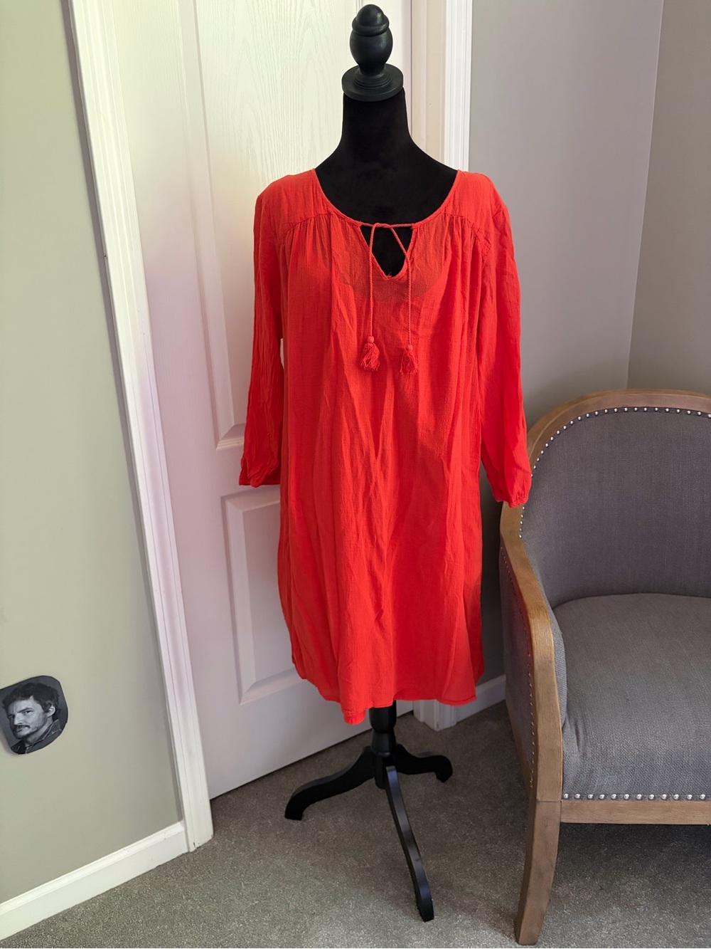 Merona Orange Midi Dress with Tassel Tie - Picture 1 of 6